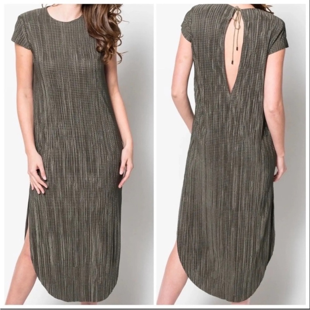 Anthropologie Sabina Musayev Green Textured Dress Midi Medium Renaissance